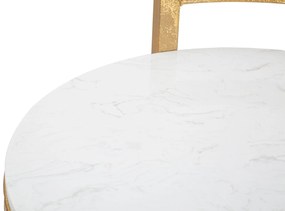 Mesa de Apoio Redonda Marble – 40x43x50 cm – Dourada e Branca – Design