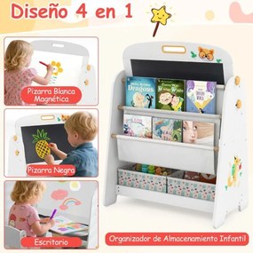 Conjunto de mesa e cadeira para crianças com quadro branco magnético e Quadro de giz Branco e cinza