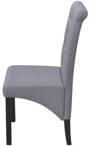 Cadeiras de jantar 4 pcs tecido cinzento-claro