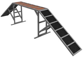 PawHut Rampa de Agilidade para Cães, equipamento de agilidade para cães, barras de segurança, superfície antiderrapante 325x55x69cm cinza | Aosom Portugal