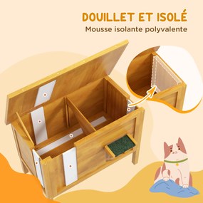 Casinha para gatos, exterior em madeira elevada com teto basculante e isolamento, 85 x 50 x 68,5 cm