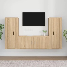 vidaXL Conjunto móveis de TV 3 pcs madeira processada carvalho sonoma