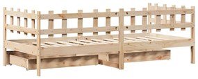 Sofá-cama com gavetas 90x200 cm madeira de pinho maciça