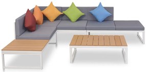 4 pcs conjunto lounge p/ jardim com almofadas alumínio e WPC