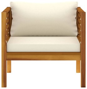 Cadeira de jardim com almofadões branco nata acácia maciça