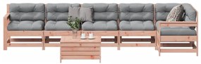 7 pcs conj. lounge jardim com almofadões madeira douglas maciça