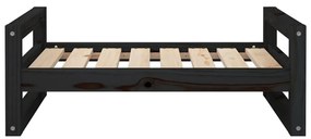 Cama para cães 75,5x55,5x28 cm madeira de pinho maciça preto