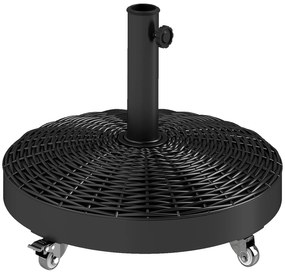 Outsunny Base para Chapéu de Sol Redonda Suporte para Chapéu de Sol com Rodas Peso 25 kg para Jardim Terraço Ø52x42 cm Preto