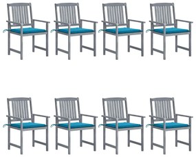 vidaXL Cadeiras de jardim c/ almofadões 8 pcs acácia maciça cinzento
