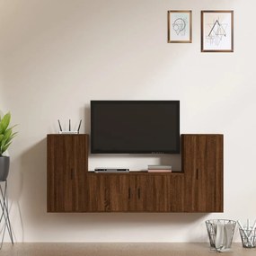 vidaXL Conjunto móveis de TV 3pcs madeira processada carvalho castanho
