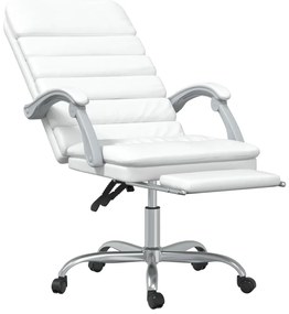 Cadeira escritório massagens reclinável couro artificial branco