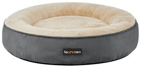 Cama redonda para animais de estimação com design donut | FEANDREA | 60 x 60 x 18 cm | cinzento | PGW060G02.