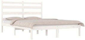 Estrutura de cama 140x200 cm madeira de pinho maciça branco