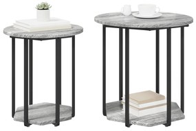 Conjunto de Mesas Laterais 2 pcs em Cinza Sonoma, Madeira Revestida e