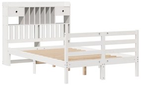 Cama com estante sem colchão 135x190 cm pinho maciço branco