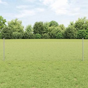 Cerca Hexagonal com 11 Postes em U Prateado 0,5x25 m de Aço