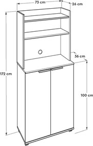 Armário Multiusos "Claro" - Branco - 73x172x36cm - Design Moderno