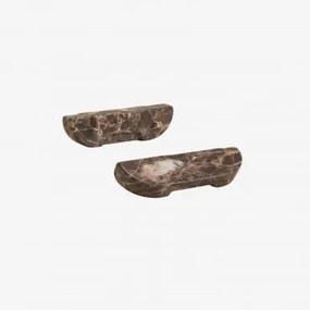 Pack De 2 Puxadores Em Pedra Natural Tinesla ↔︎ 16 Cm & Mármore Castanho Emperador - Sklum