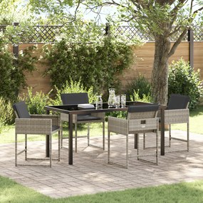 vidaXL Conjunto de Jantar para Jardim com Almofadas Cinza Claro em Rattan PE