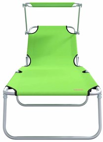 Espreguiçadeiras Dobráveis 2 pcs com Teto Verde Tecido Oxford 600D