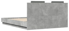Estrutura de cama c/ cabeceira derivados madeira cinza-cimento