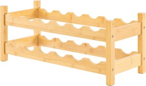 Garrafeira com 2 níveis para 12 garrafas 24 x 60,5 x 25 cm Suporte independente de bambu para cozinha, bar e bancada natural
