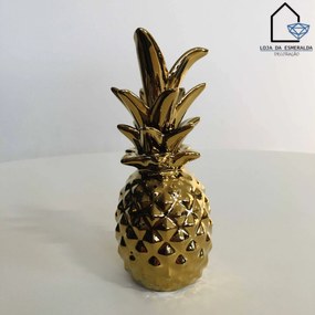 Ananases em Cerâmica Dourado - Pequeno