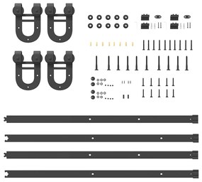 Kit de ferragens para porta deslizante 200 cm aço preto