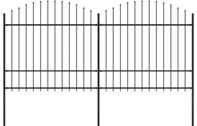 Cerca de jardim com topo em lanças (1,5-1,75)x3,4 m aço preto