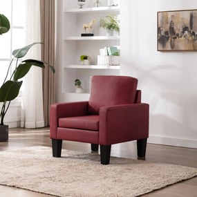 vidaXL Poltrona em couro artificial vermelho tinto