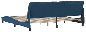 Estrutura de cama sem colchão 200x200 cm tecido azul