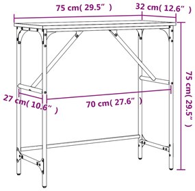 Consola de Entrada Brenda - 75x32x75 cm - Cor Cinzento - Derivados de