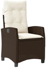 3 pcs conjunto jantar p/ jardim c/ almofadões vime PE castanho