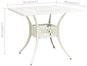 Mesa de jardim 90x90x73 cm alumínio fundido branco