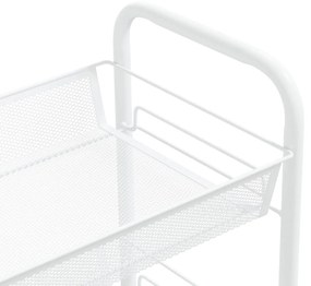 Carrinho de cozinha com 3 prateleiras ferro 46x26x64 cm branco