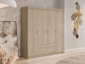 Roupeiro Novduni 107, Carvalho sonoma, 191x176x53cm, 136.5 kg, Portas de roupeiro: Com dobradiças, Número de prateleiras: 5, Número de prateleiras: 5