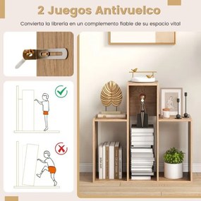 Estante aberta 84 x 29,5 x 83,5 cm com 3 prateleiras para livros Sala Quarto Estúdio Escritório Natural