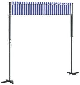 Toldo de pé 300x300 cm tecido e aço azul e branco