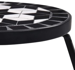 Mesas de mosaico 3 pcs cerâmica preto e branco