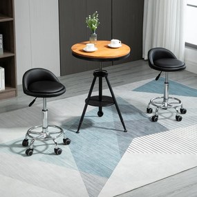 Conjunto de 2 bancos com rodas giratórias a 360° (MESA NÃO INCLUIDA), assento ajustável entre 47 e 62 cm de altura, em aço cromado com revestimento si