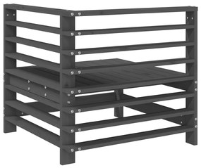 Sofás de canto para jardim 2 pcs madeira de pinho maciça cinza