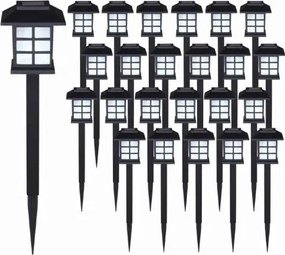 Conjunto de 24 luzes solares LED 8,6 x 8,6 x 38 cm, pretas