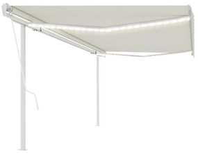 vidaXL Toldo automático c/ LED e sensor de vento 5x3,5 m cor creme