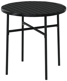 3 pcs conjunto de jantar para jardim vime PE preto