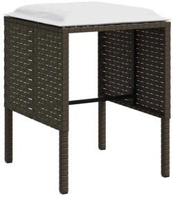 5 pcs conjunto sofás formato L c/ almofadões vime PE castanho