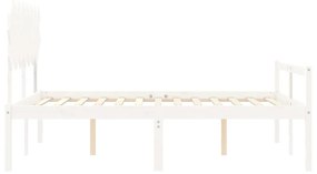 Estrutura de cama com cabeceira 140x190cm madeira maciça branco