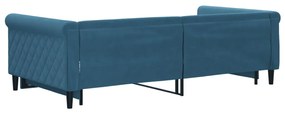 Sofá-cama com gavetão 100x200 cm veludo azul