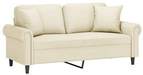Sofá 2 lugares + almofadas decorativas 140cm couro artif. creme