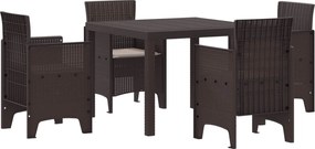 vidaXL Conjunto de Jantar para Jardim 5 pcs Castanho Polipropileno