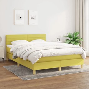 vidaXL Cama com molas/colchão 140x200 cm tecido verde